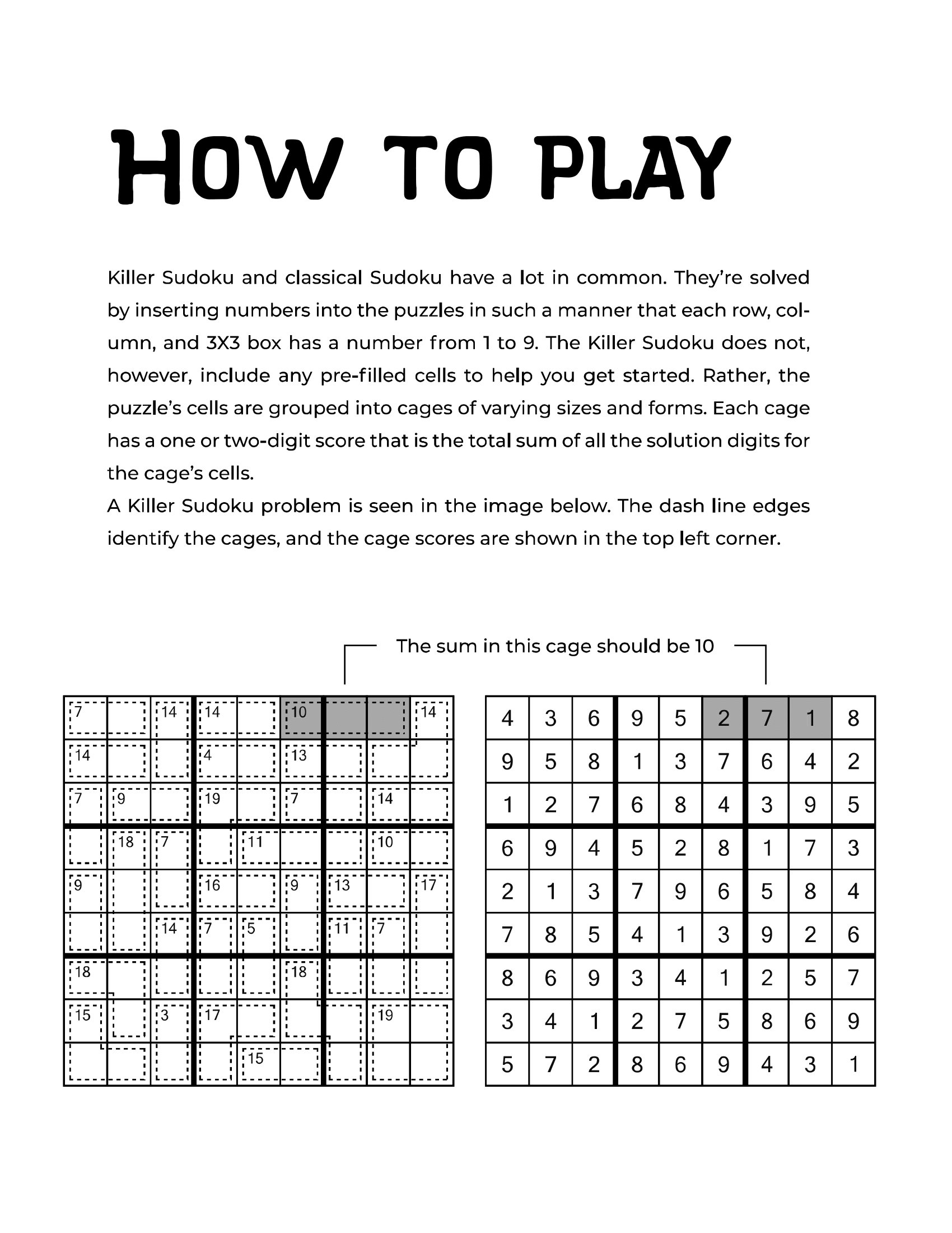 Easy, Medium and Hard Killer Sudoku Puzzles Printable PDF 420 Sudoku
