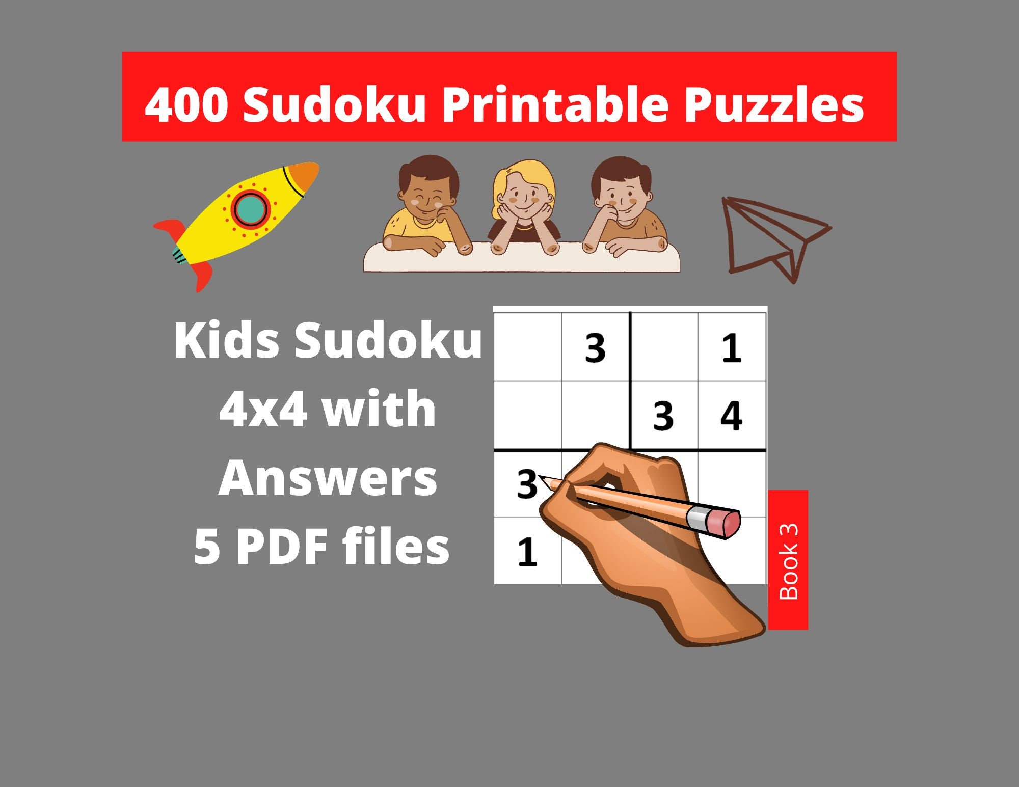 printable-pdf-easy-sudoku-for-kids-4x4-400-children-puzzles-with-answers-instant-download-etsy