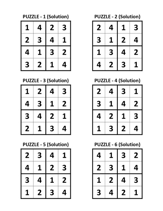Sudoku 4x4 PDF