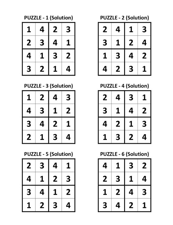 Children's Sudoku Puzzles