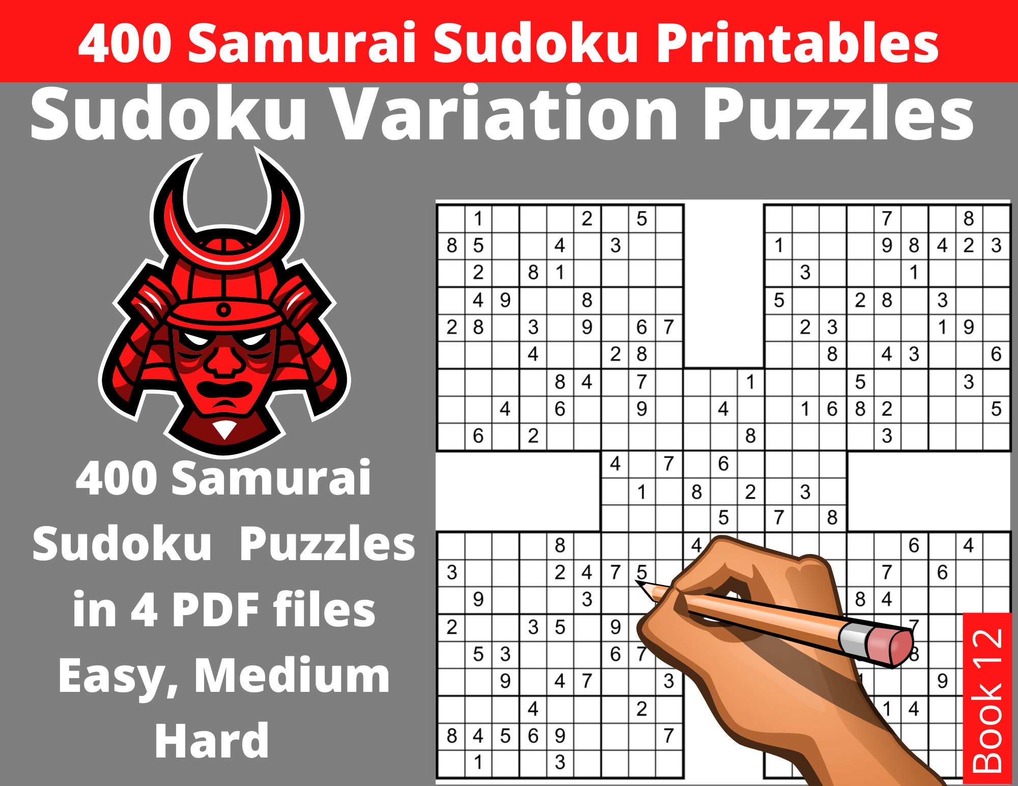 Sudoku and Large Size Puzzles: Adult puzzles. Big Samurai and