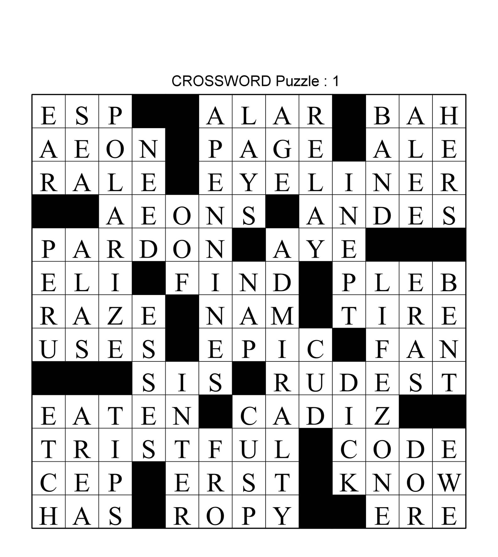 Crossword Puzzle Printables for Adults - 100 Crosswords With Solutions ...