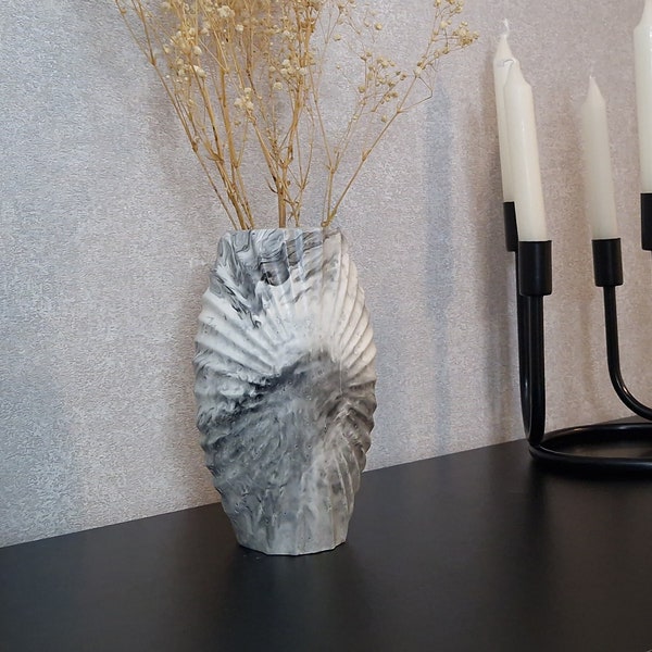 Hohe Trockenblumenvase | Vase geriffelt für Trockenblumen