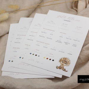 Wunderschönes Tippspiel für Babyparty | Ratespiel mit Ausfüllkarten für Babyshower