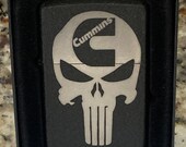 Custom Laser Engraved Zippo Lighter Cummins Punisher Black Crackle Finish