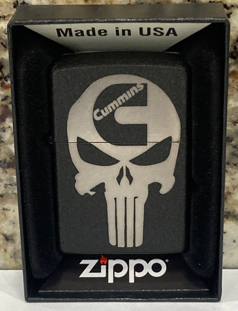 Custom Laser Engraved Zippo Lighter Cummins Punisher Black Etsy
