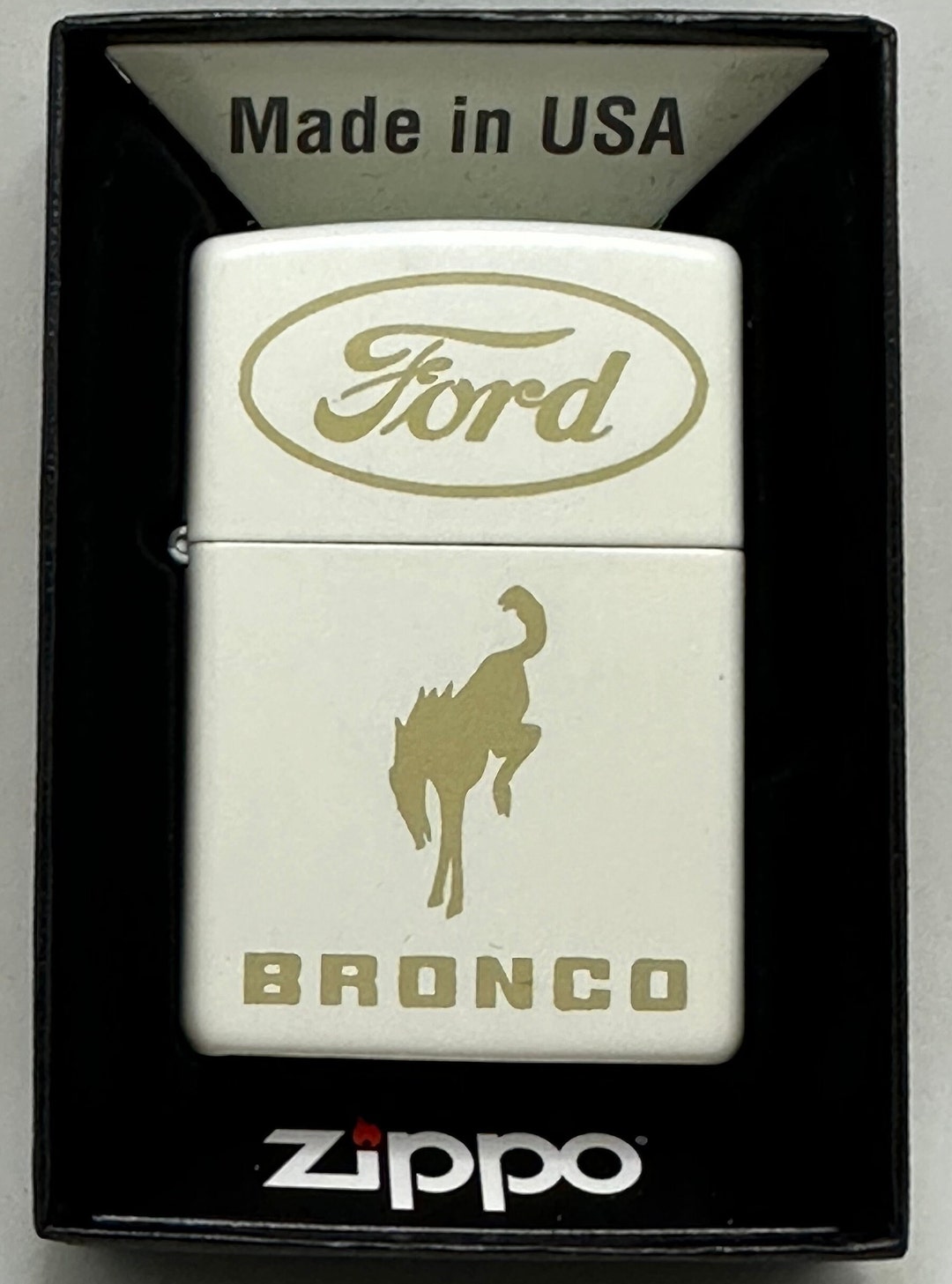Custom Laser Engraved Zippo Lighter Ford Bronco White Matte Etsy