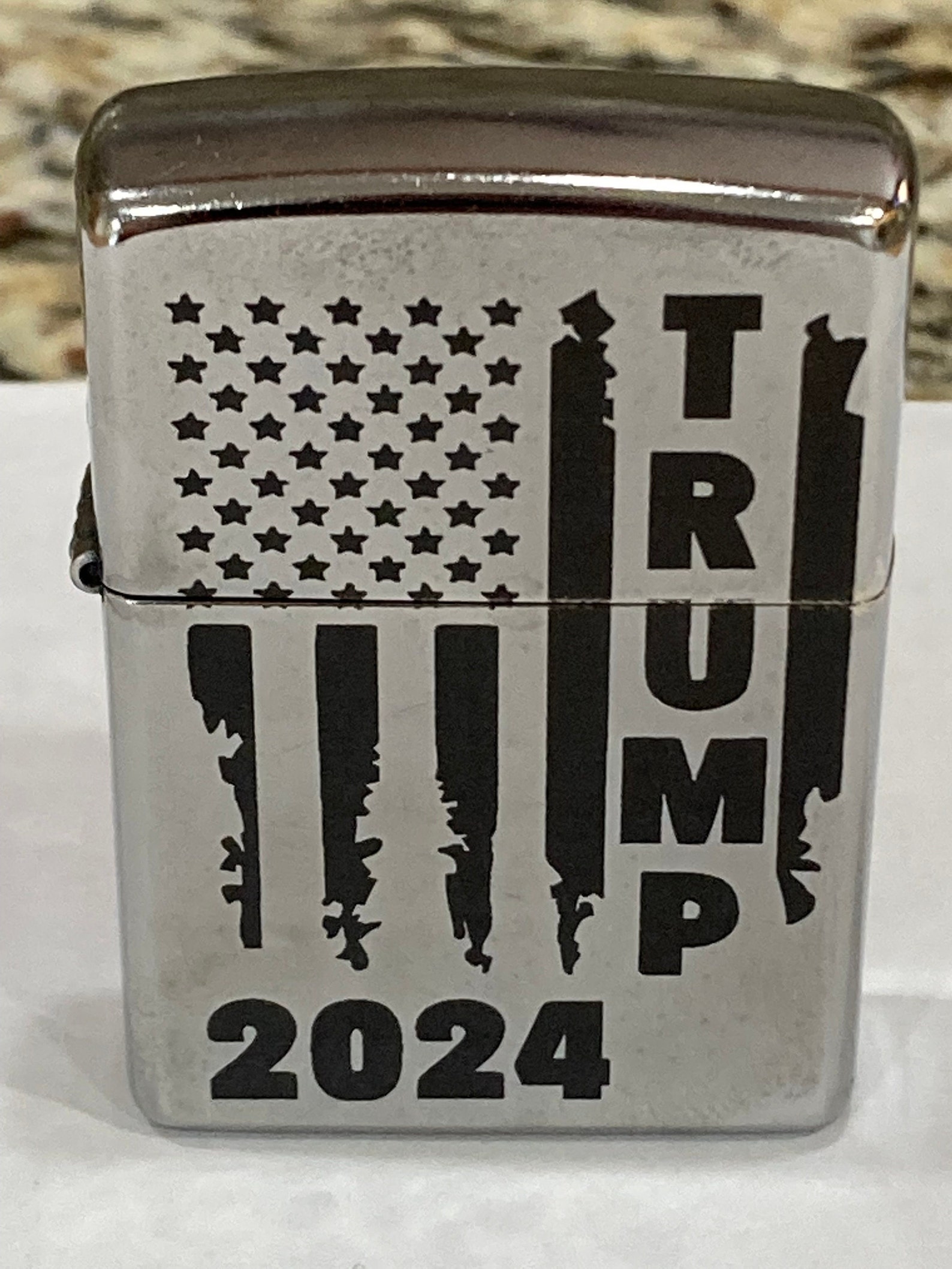 Custom Laser Engraved Zippo Lighter Trump 2024 American Flag Etsy