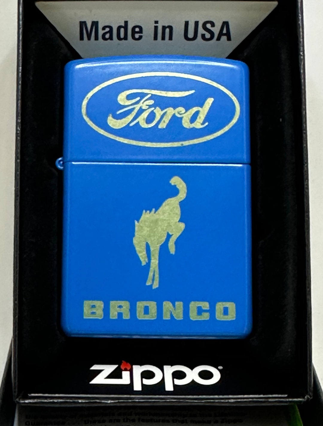 Custom Laser Engraved Zippo Lighter Ford Bronco Sky Blue Matte Etsy