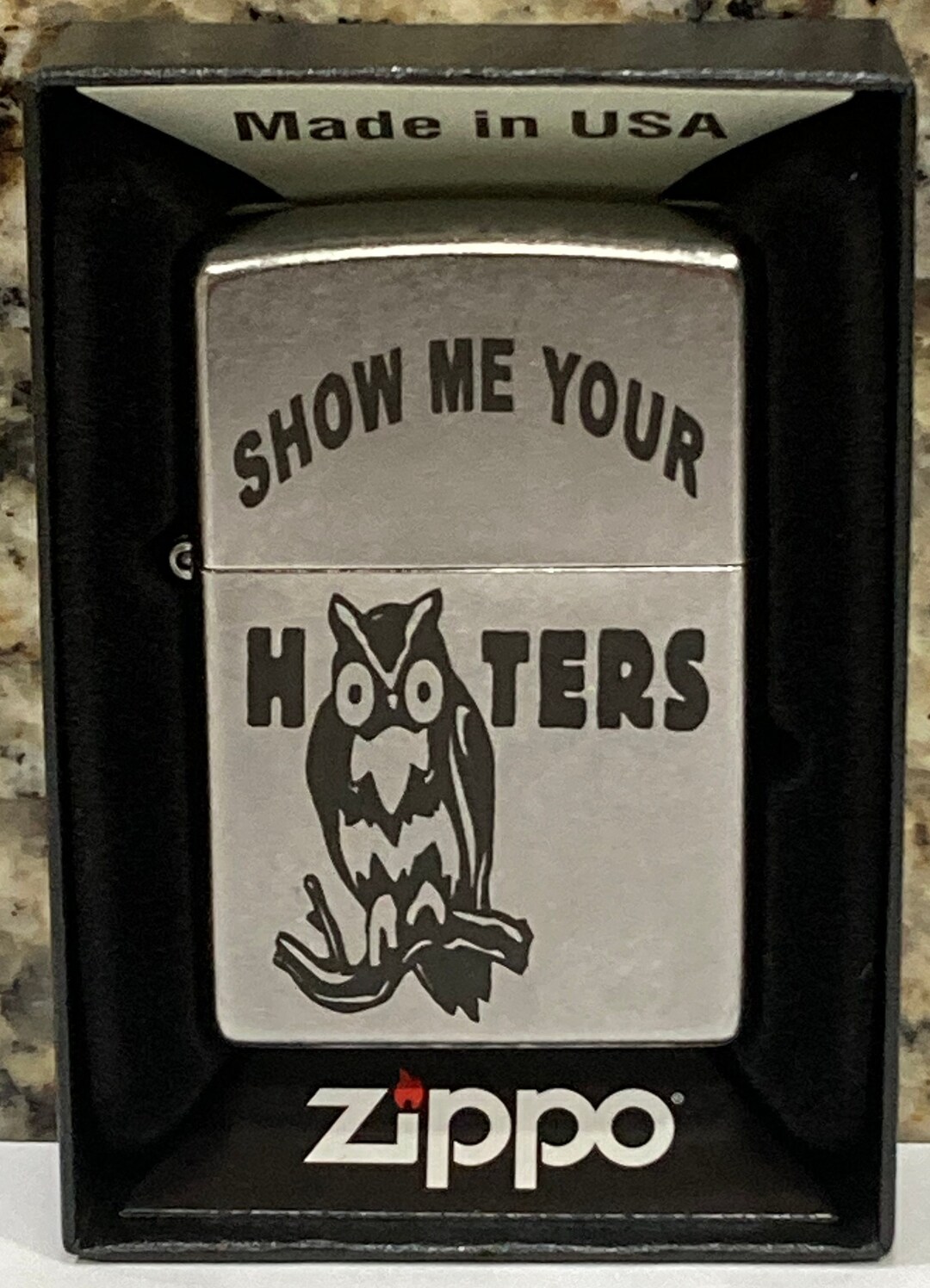 Custom Laser Engraved Zippo Lighter Show Me Your Hooters Street Chrome