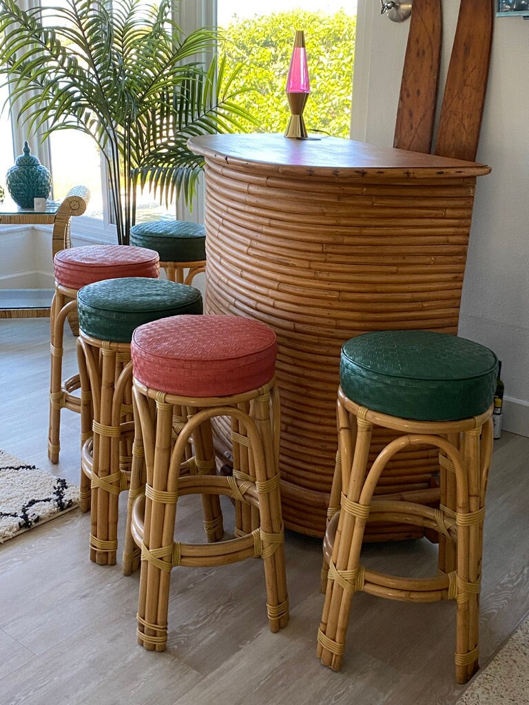 Bamboo tiki cheap bar stools