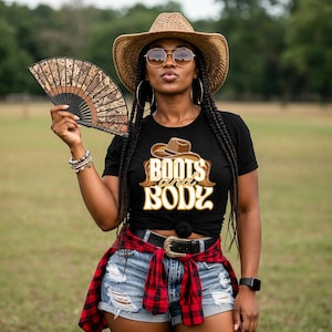Boots and Body Tee | Boots On The Ground Shirt T-shirt, Where Them Fans At Shirt, County Line Dance, Girl Grab Your Fans Shirt, Cowgirl Tee