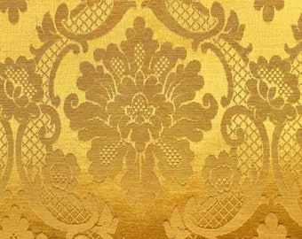 1 x 3,40 metros precioso tejido damasco veneciano - mezcla de seda dorada