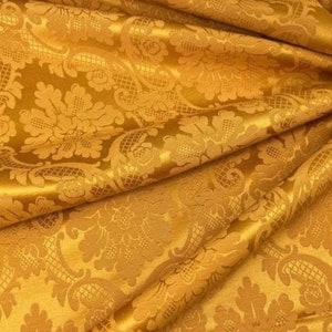 1 x 3,40 metros precioso tejido damasco veneciano mezcla de seda dorada imagen 4