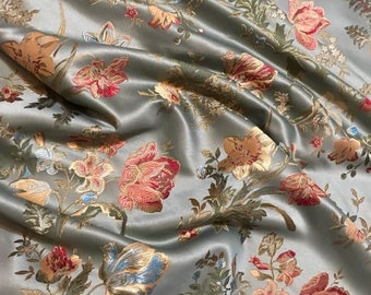 1 x 2,80 metros preciosa tela de damasco de las fábricas de seda de San Leucio - algodón y seda