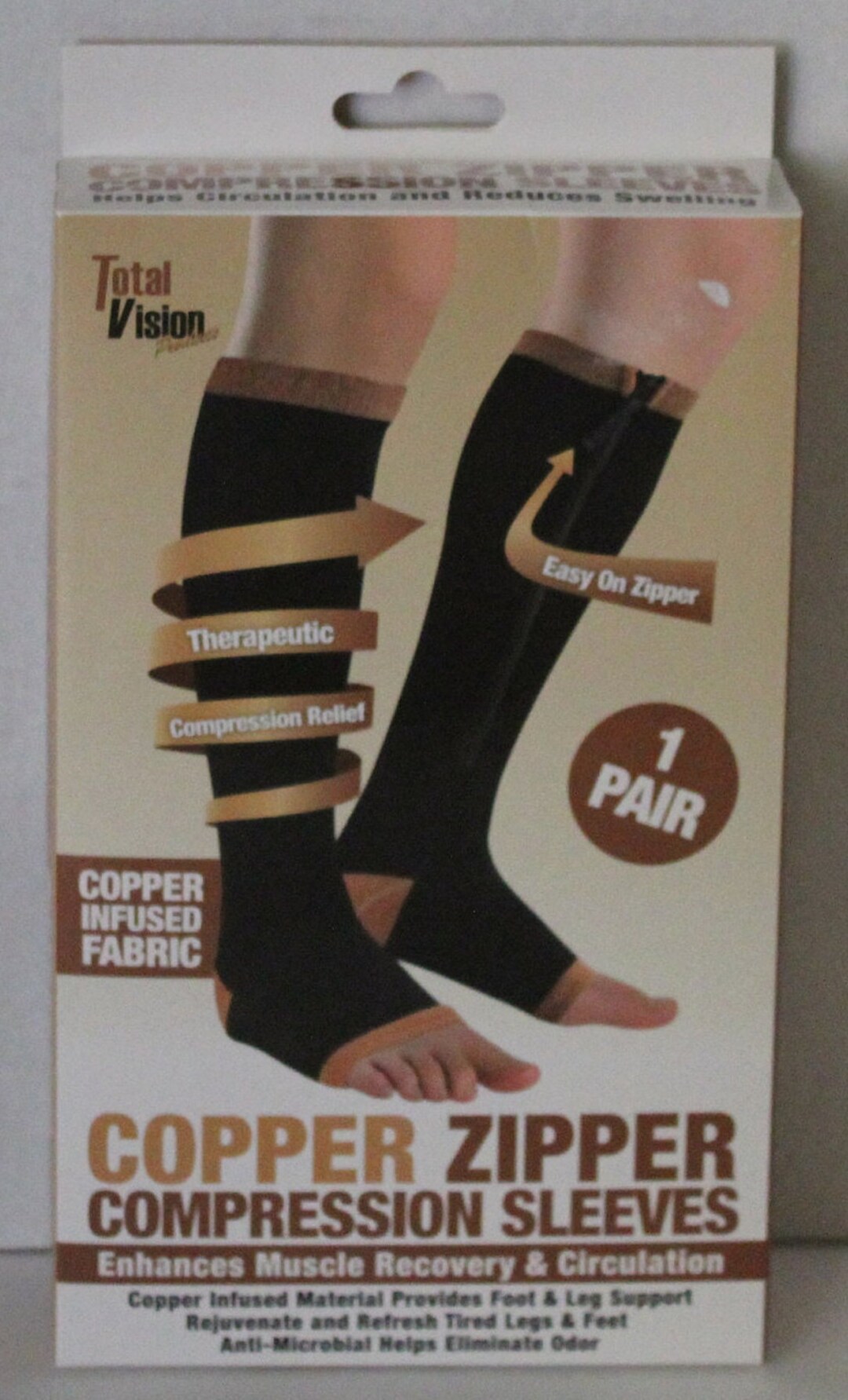 Copper Zipper Compression Sleeve total Vision 1pair Copper Infused