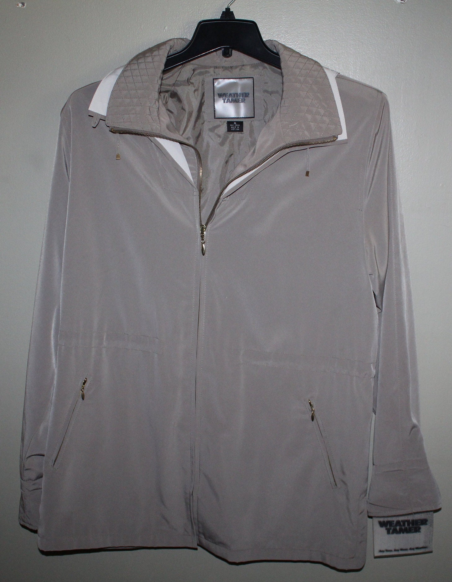 Men All Weather Jacket weather Tamer Size Medium Bone Lined Full