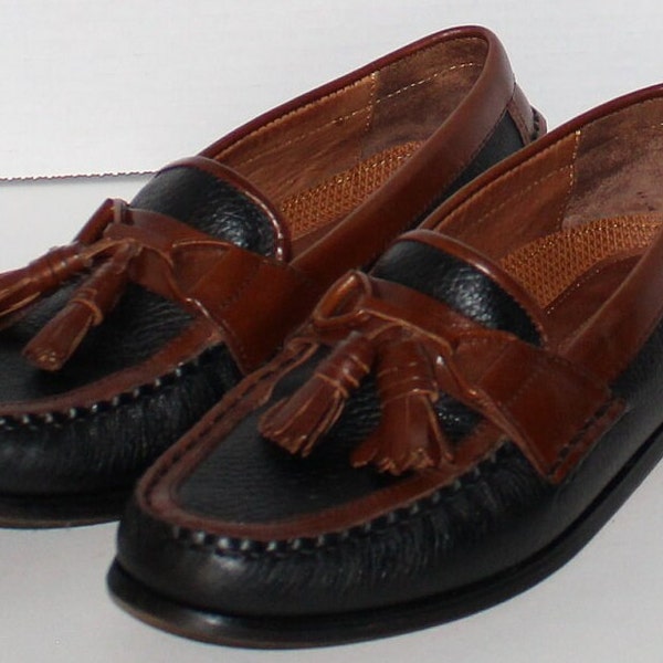 Men Shoes "Florsheim" Tassel Loafers Size 6.5d Brown/Black Leather