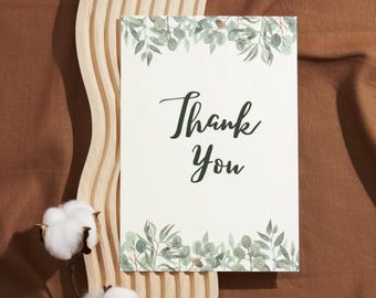 Tarjeta de agradecimiento botánica, tarjeta minimalista con motivos vegetales para imprimir (descarga digital)