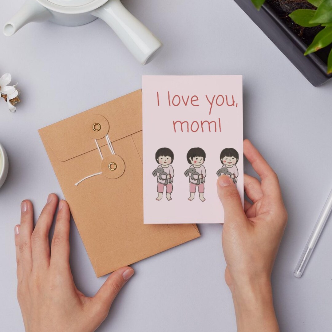 Mothers Day Card, I Love You Mom Printable Card, Toddler Art (digital ...