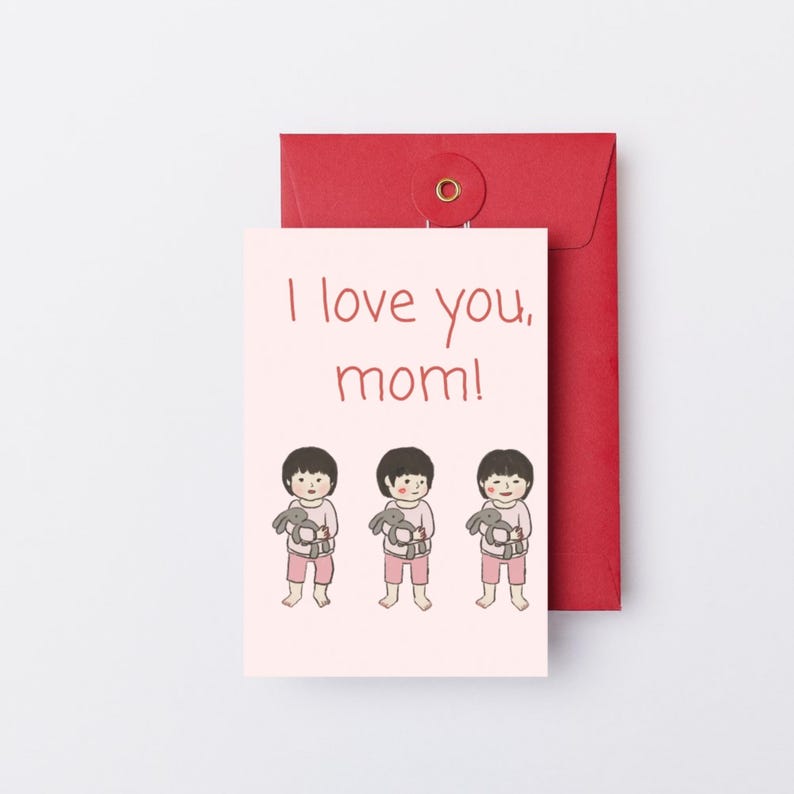 Mothers Day Card, I Love You Mom Printable Card, Toddler Art (digital ...