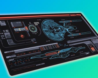 Trekkers Enterprise-G Panel wyświetlacza LCARS | Bardzo duża podkładka pod mysz LED do gier