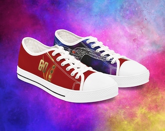 Trekkers Enterprise-D 60 Nebula | Red with Black or White Trim Low-Top Women's Canvas Sneakers