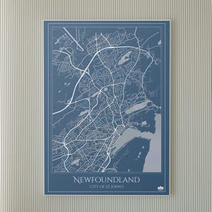 City of St. John&#39;s, Newfoundland - poster stadsplattegrond, stijlvolle satijnen muurkunst, woondecoratie, moderne kunstafdruk, uniek wanddecor