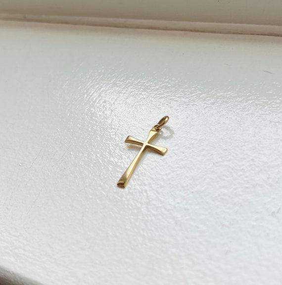 Vintage 14k Gold Cross Charm Pendant - image 2