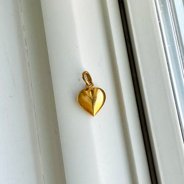 Vintage 18k Gold Puffy Herz Charm Anhänger
