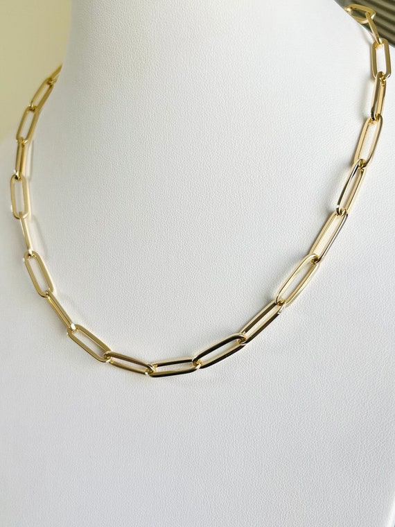 Solid 14k Yellow Gold Paperclip Link Chain
