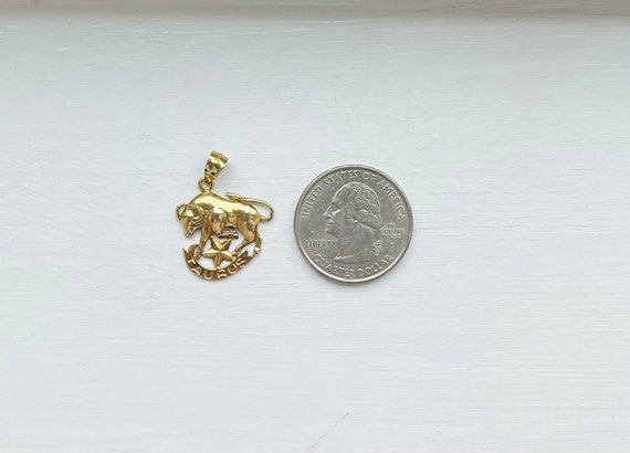 Vintage 14k Gold Taurus Bill Zodiac Pendant - image 5