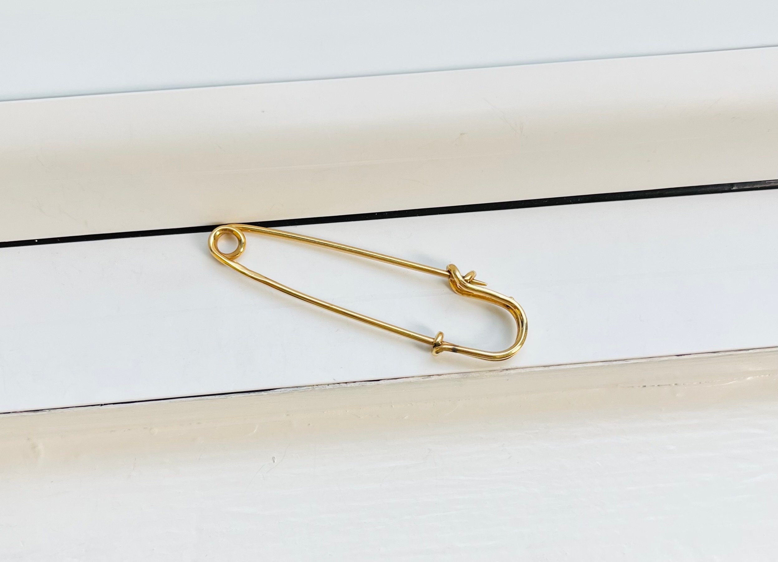 Vintage Large 14k Gold Safety Pin - Etsy