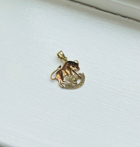 Vintage 14k Gold Taurus Bill Zodiac Pendant - image 6