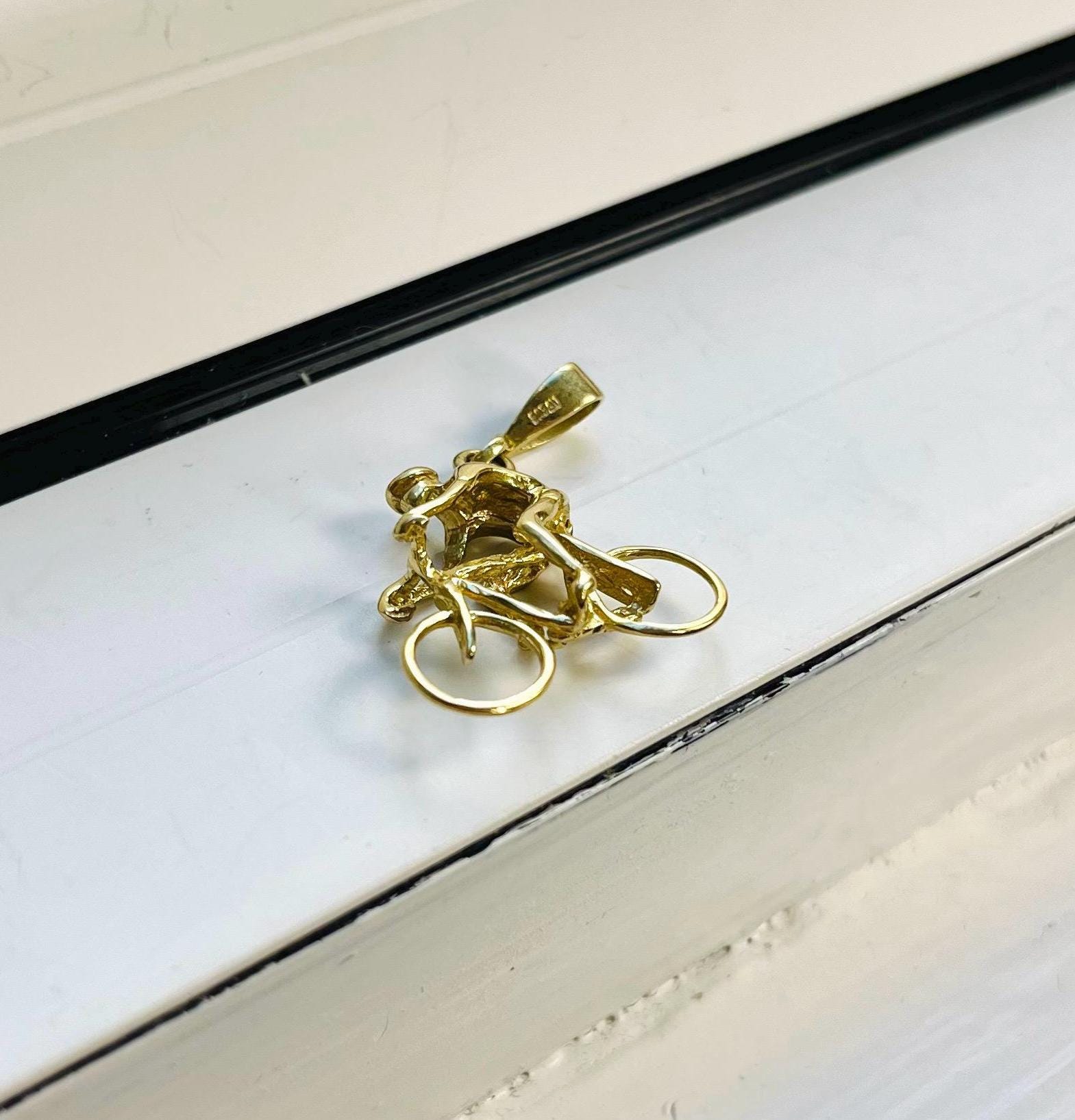 Vintage 14k Yellow Gold Cyclist Pendant Charm - Etsy