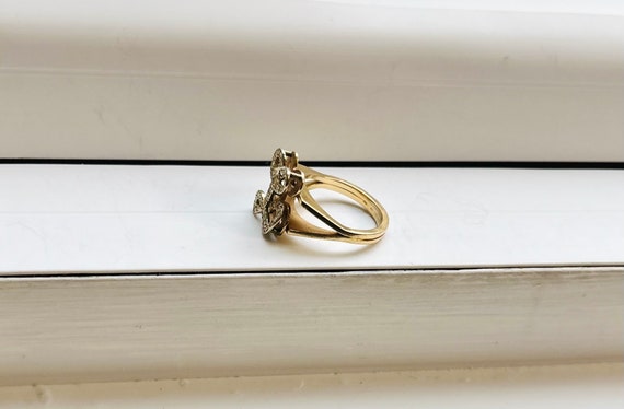 Vintage Retro 14k Gold Letter “L” Ring with Diamo… - image 5