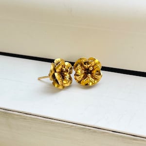 Vintage 14k Gold detaillierte Blumen Ohrstecker