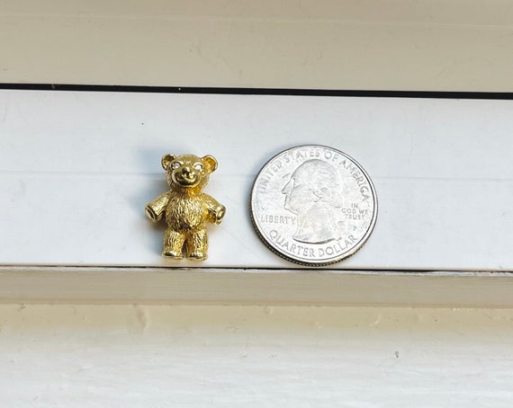 Vintage 14k Gold Teddy Bear Charm Pendant with Di… - image 6