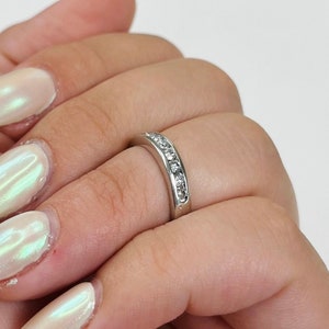 Vintage Unique Platinum Channel Set Band with Diamonds
