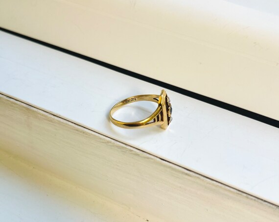 Antique 14k Gold Ring Set with Sapphire and Pearls - image 4