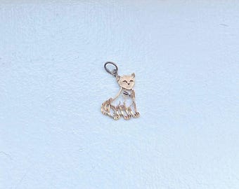 Womens Vintage Estate 14k Gold Kitten Cat Michael Anthony Pendant