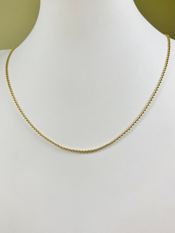 14k Solid Yellow Gold Bead Ball Style Chain