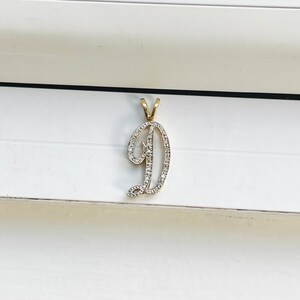 Dije vintage retro de oro de 14 quilates con inicial "D" en dos tonos y diamantes