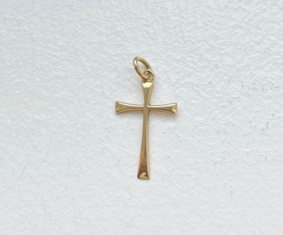 Vintage 14k Gold Cross Charm Pendant - image 1