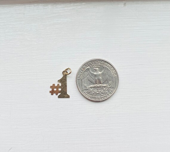 Vintage 14k Gold Mini Dainty #1 Charm - image 4