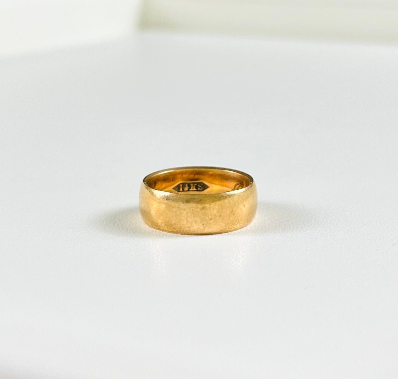Antique Victorian 14k Gold Wide Band C.1893 With Antique Victorian 14k Gold Wide Band C.1893 With