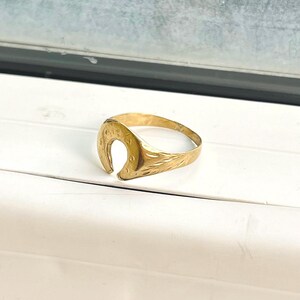 Dainty 10k Yellow Gold Horseshoe Ring For Women - CZ Studded Lucky Charm Jewelry - Size 8 - View #9
