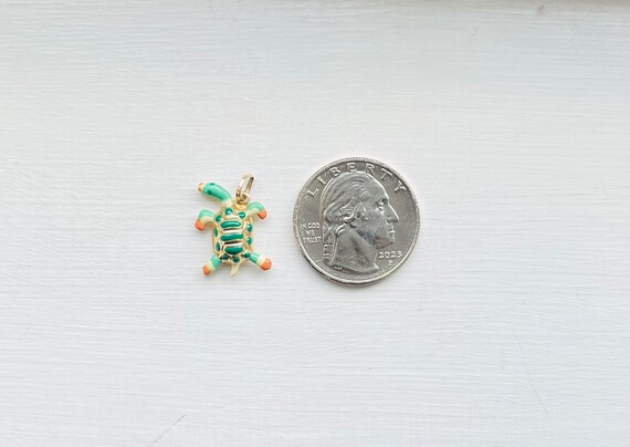 14k Gold Sea Turtle Charm with Enamel - image 5