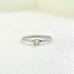 Vintage Platinum Ring with Princess Cut Diamond image 1