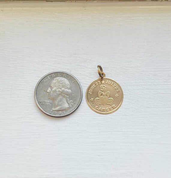 Vintage Celestial Retro 14k Gold Cancer Zodiac Ro… - image 7